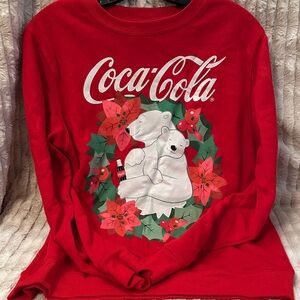 Coca-Cola Red Sweatshirt with Polar Bears and Poinsettias